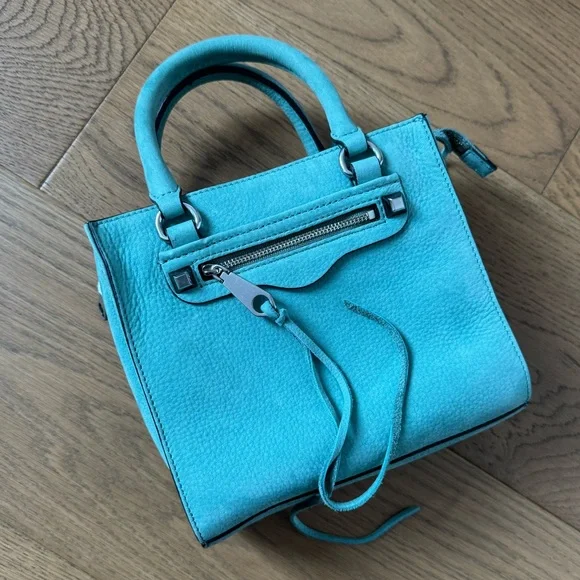 Rebecca Minkoff Side Zip Mini Reagan Tote Cross Body - Teal - NWOT - Picture 10 of 15